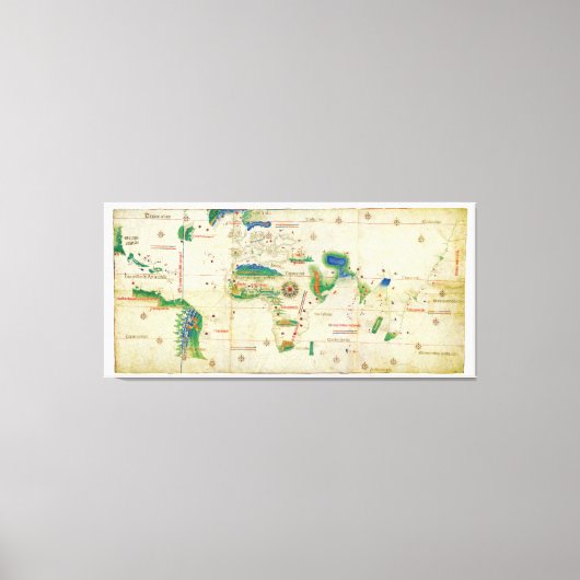 Wereldkaart Cantino Planisphere (1502) Canvas Afdruk (Voorkant)