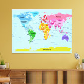 Wereldkaart Canvas Afdruk (Insitu (Woonkamer))