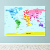 Wereldkaart Canvas Afdruk (Insitu (Houten vloer))