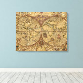 Wereldkaart Canvas Afdruk (Insitu (Houten vloer))