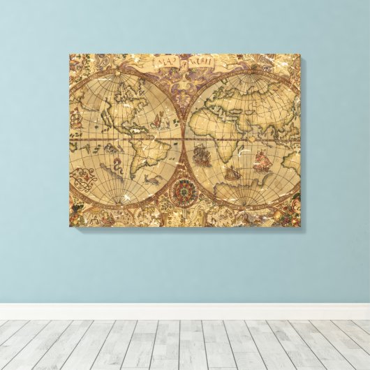  Wereldkaart Canvas Afdruk (Insitu (Houten vloer))