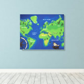 Wereldkaart Canvas Afdruk (Insitu (Houten vloer))