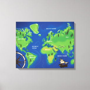 Wereldkaart Canvas Afdruk