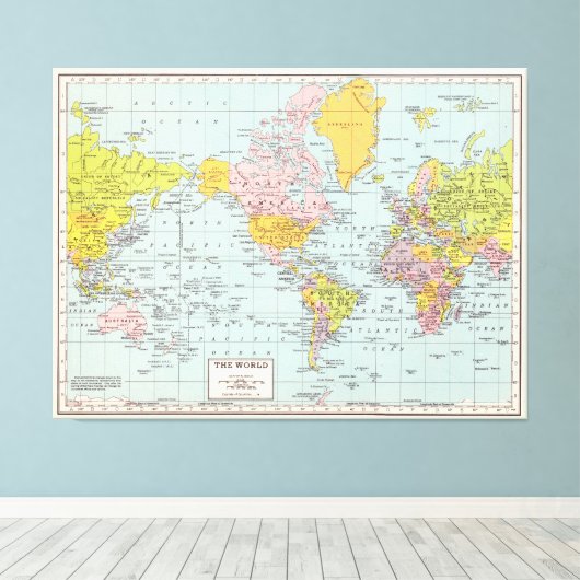  Wereldkaart Canvas Afdruk (Insitu (Houten vloer))