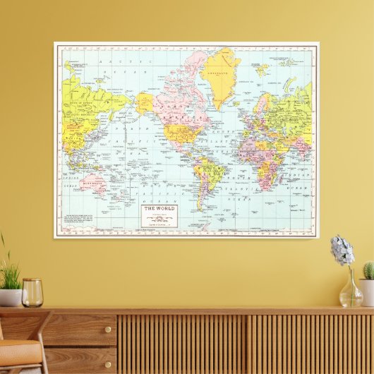  Wereldkaart Canvas Afdruk (Insitu (Woonkamer))