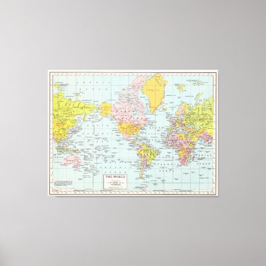  Wereldkaart Canvas Afdruk (Voorkant)