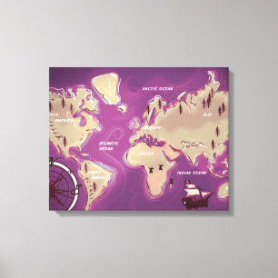 Wereldkaart Canvas Afdruk