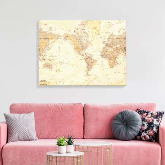 Wereldkaart Canvas Afdruk (Insitu (Woonkamer))