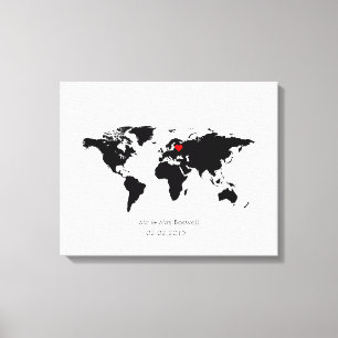 wereldkaart canvas bruiloft gastenboek gast kiezen afdruk