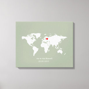 wereldkaart canvas bruiloft gastenboek gast kiezen afdruk
