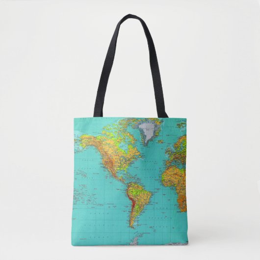 WERELDKAART - CANVAS TAS (Voorkant)