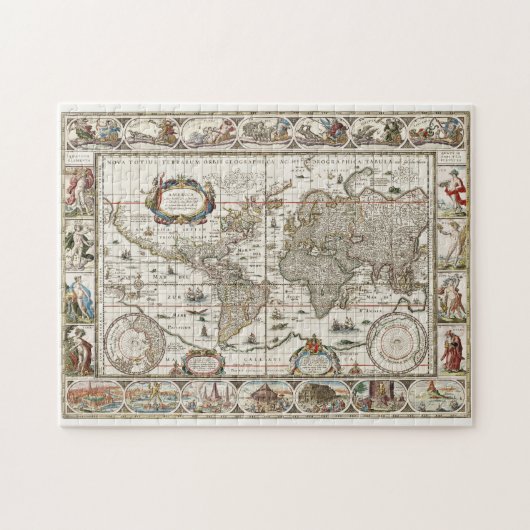  Wereldkaart Cartografie met illustraties Legpuzzel (Horizontaal)