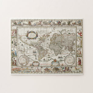 Wereldkaart Cartografie met Kunstillustraties Legpuzzel