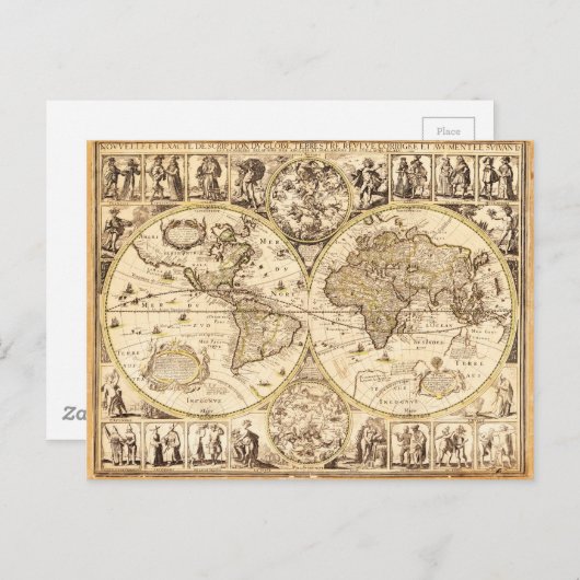 Wereldkaart circa 1645 briefkaart (Voorkant / Achterkant)