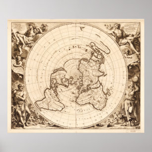 Wereldkaart circa 1713 (Planisphere terrestre) Poster