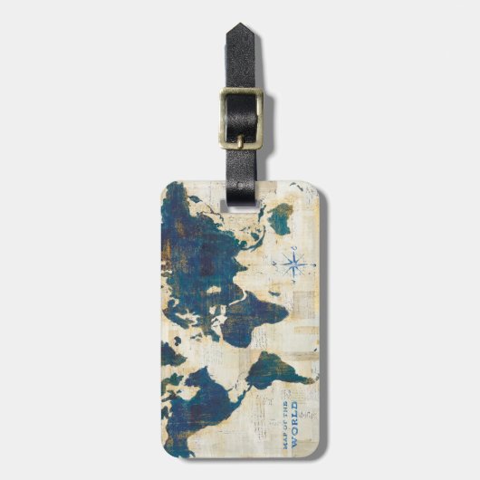 wereldkaart collage bagagelabel (Voorkant verticaal)