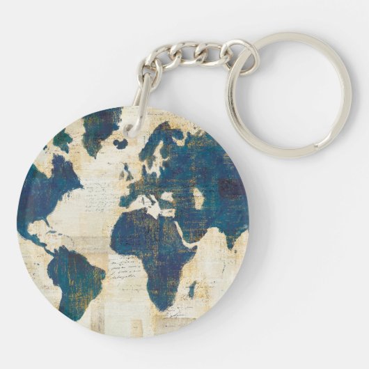 wereldkaart collage sleutelhanger (Achterkant)