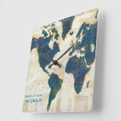 Wereldkaart collage vierkante klok (Hoek)