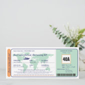 Wereldkaart Cruise Verjaardag Boarding Pass Ticket Kaart (Staand voorkant)