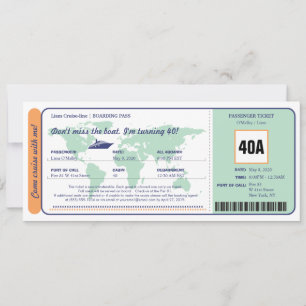Wereldkaart Cruise Verjaardag Boarding Pass Ticket Kaart