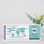 Wereldkaart Cruise Verjaardag Boarding Pass Ticket Kaart (Staand voorkant)