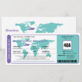 Wereldkaart Cruise Verjaardag Boarding Pass Ticket Kaart (Voorkant / Achterkant)