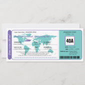 Wereldkaart Cruise Verjaardag Boarding Pass Ticket Kaart (Voorkant)