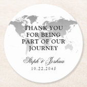 Wereldkaart Dank u Bestemming Huwelijksgunst Ronde Kartonnen Onderzetter (Voorkant)