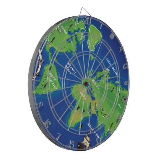 Wereldkaart Dartbord (Voorkant Links)