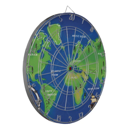 Wereldkaart Dartbord (Voorkant Links)