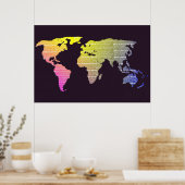 Wereldkaart Decoratieve Typografie Rainbow Poster (Keuken)