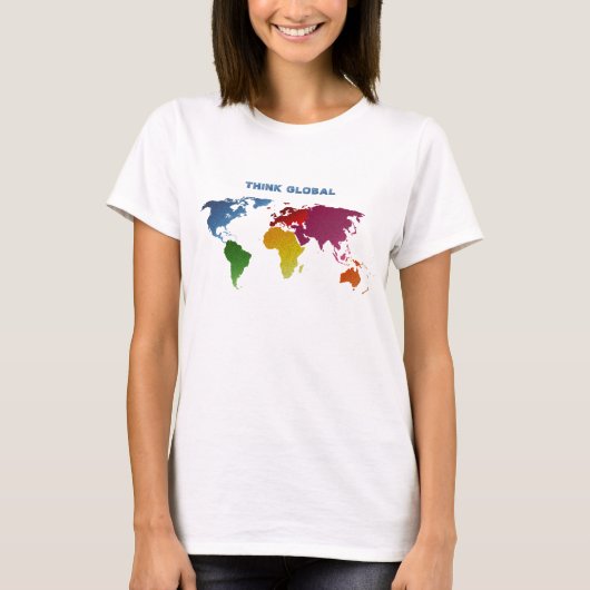 Wereldkaart denk wereldwijd t-shirt (Voorkant)