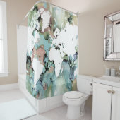 Wereldkaart Design 96 groen Douchegordijn (In situ)