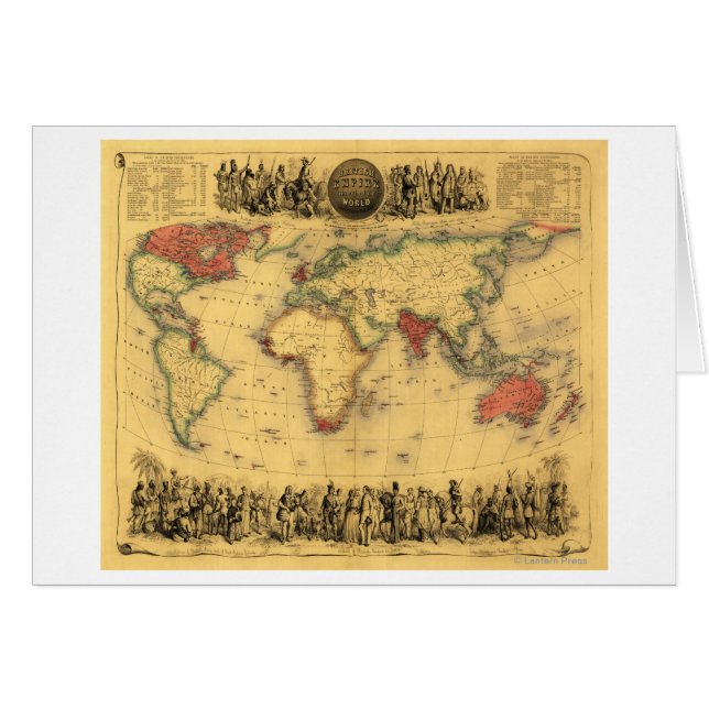 Wereldkaart die de Britse EmpirePanoramic Map toon (Voorkant Horizontaal)