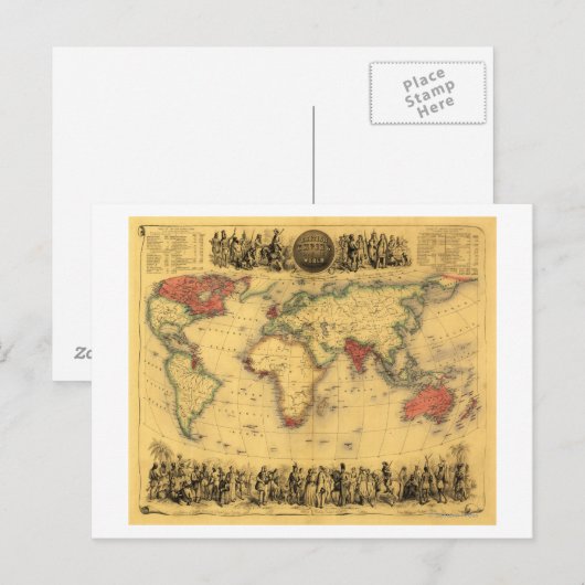 Wereldkaart die de Britse EmpirePanoramic Map toon Briefkaart (Voorkant / Achterkant)