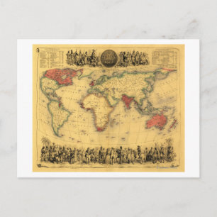 Wereldkaart die de Britse EmpirePanoramic Map toon Briefkaart