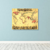 Wereldkaart die de Britse EmpirePanoramic Map toon Canvas Afdruk (Insitu (Houten vloer))