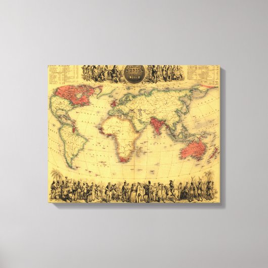 Wereldkaart die de Britse EmpirePanoramic Map toon Canvas Afdruk (Voorkant)
