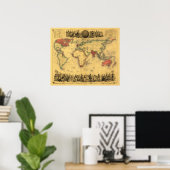 Wereldkaart die de Britse EmpirePanoramic Map toon Poster (Thuiskantoor)