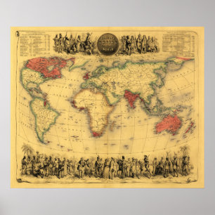 Wereldkaart die de Britse EmpirePanoramic Map toon Poster
