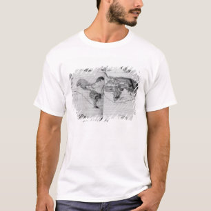 Wereldkaart die Magellans wereldreis traceert T-shirt