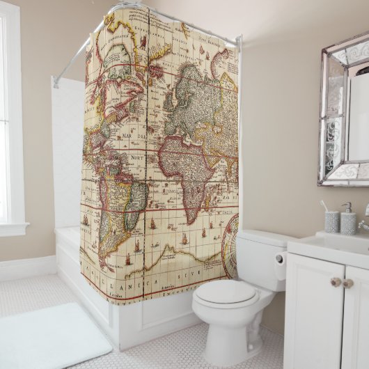  Wereldkaart Douchegordijn (In situ)