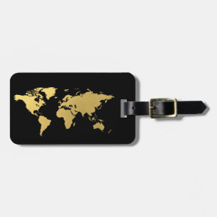 Wereldkaart-elegant Bagagelabel voor zwart en goud