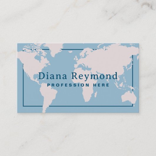 Wereldkaart Elegant Light Blue Visitekaartje (Voorkant)