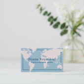 Wereldkaart Elegant Light Blue Visitekaartje (Staand voorkant)