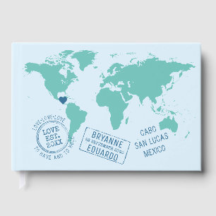 Wereldkaart- en aangepaste zegels gastenboek