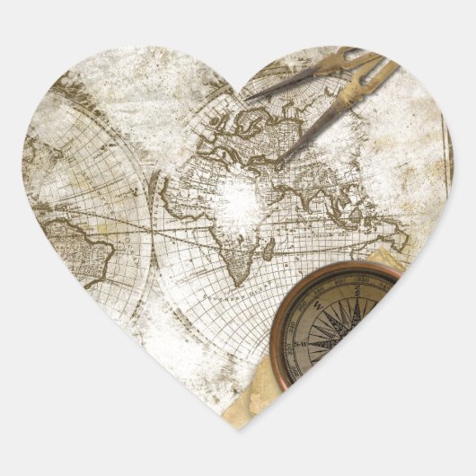 Wereldkaart en gereedschap Hart Sticker (Voorkant)