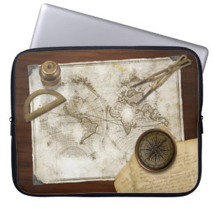 Wereldkaart en gereedschap Laptop Sleeve