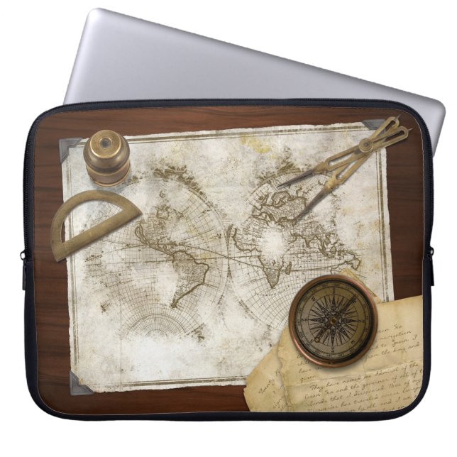  Wereldkaart en gereedschap Laptop Sleeve (Voorkant)