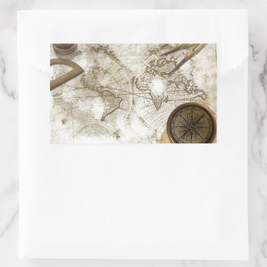  Wereldkaart en gereedschap Rechthoekige Sticker (Tas)